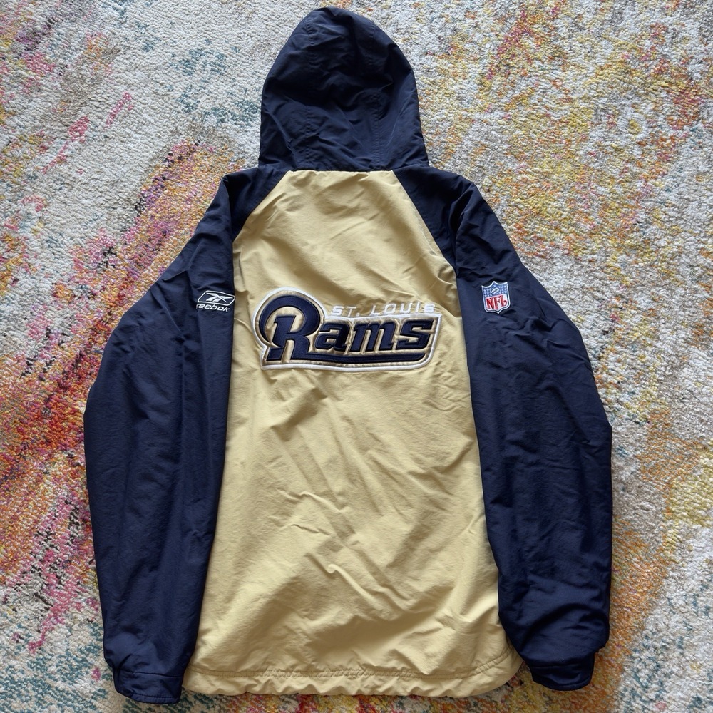 VTG Reebok St. Louis Rams Reversible Windbreaker Fleece Jacket Size M